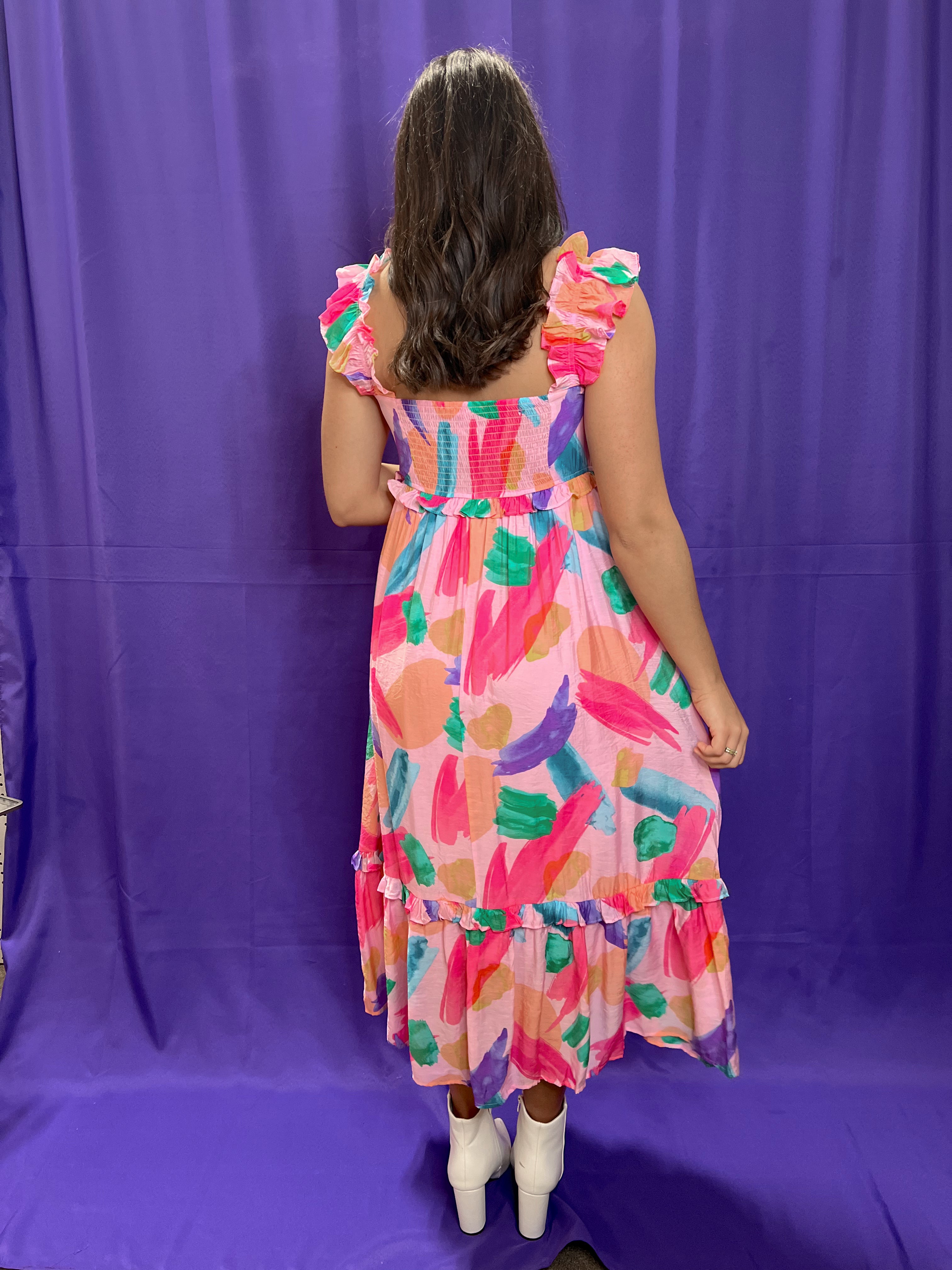 Paint Stroke Dress- Pink