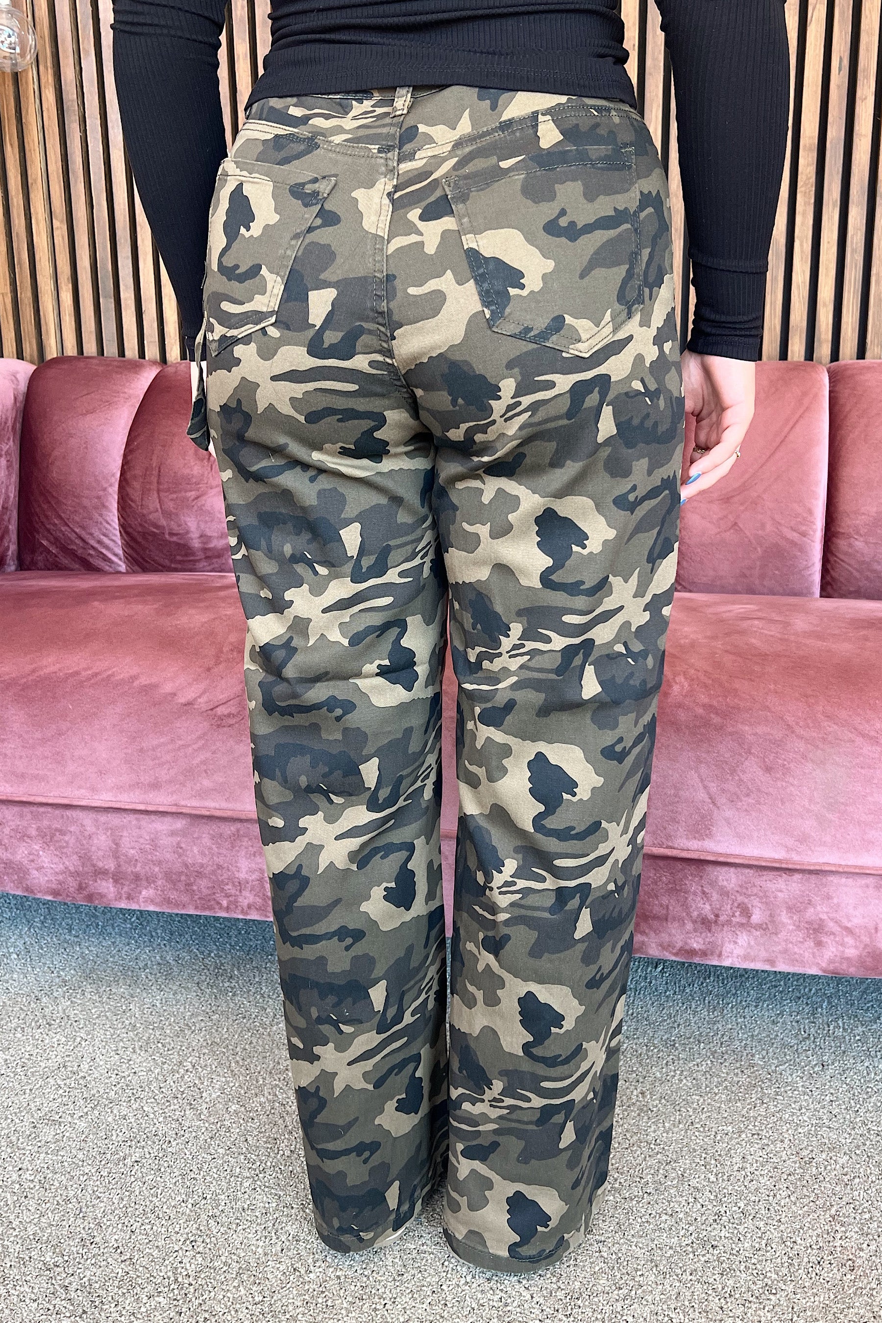 Olive Camo High Waist Straight Pants