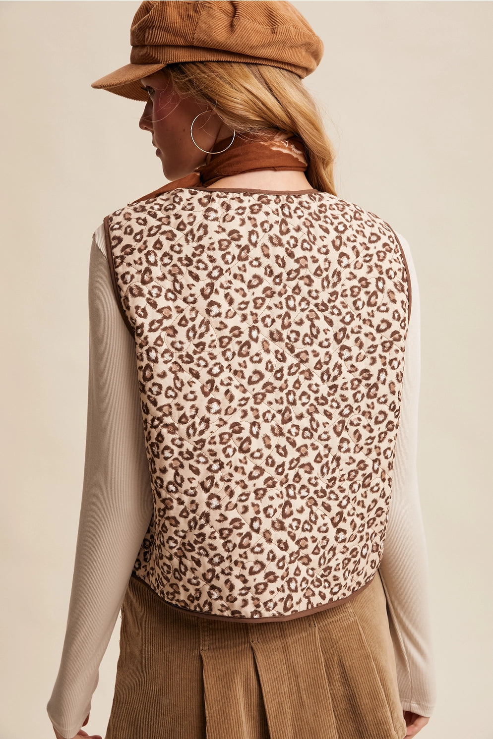 Leopard Print Quilted Vest