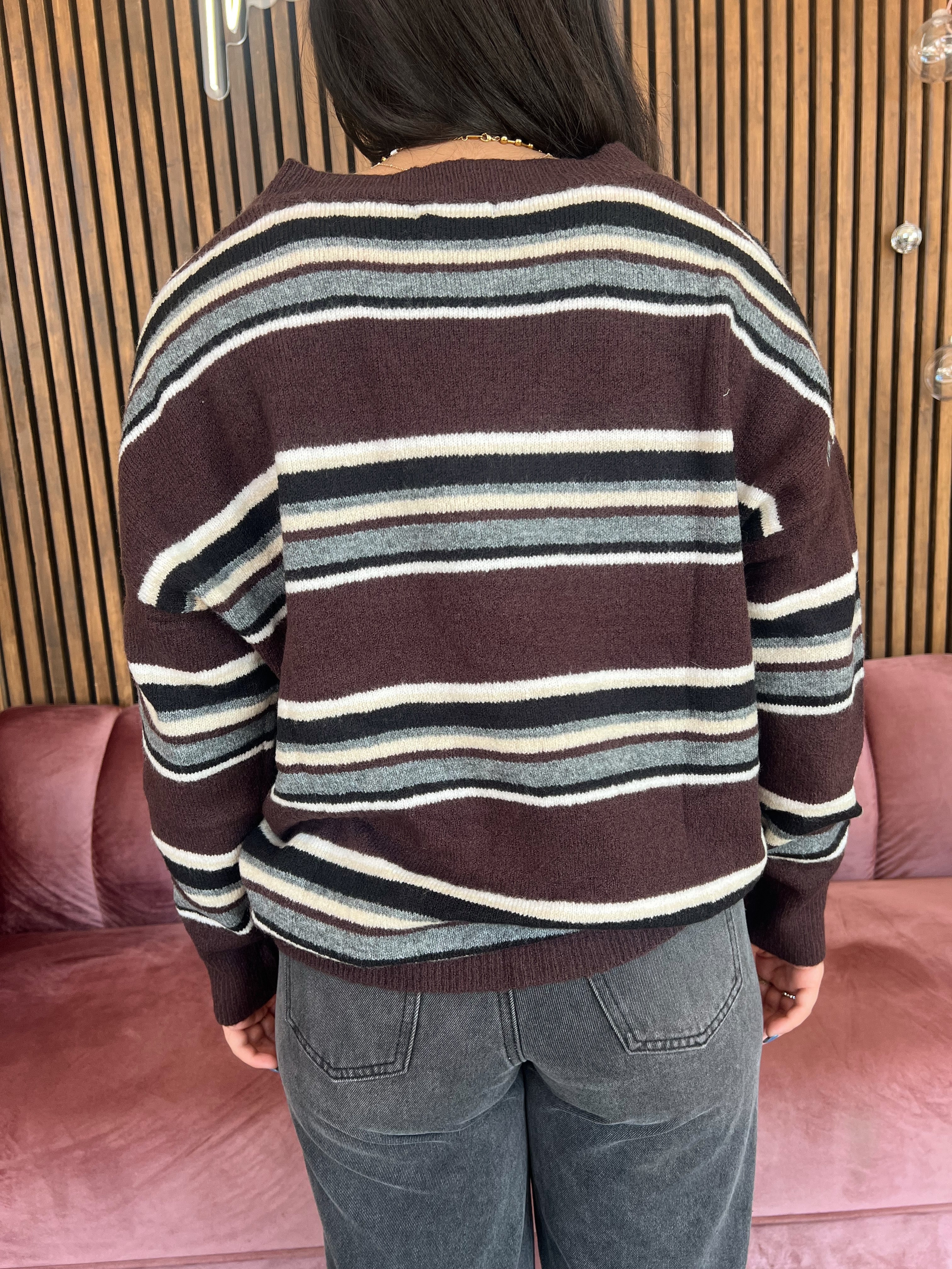 Brown Gray Stripe Sweater