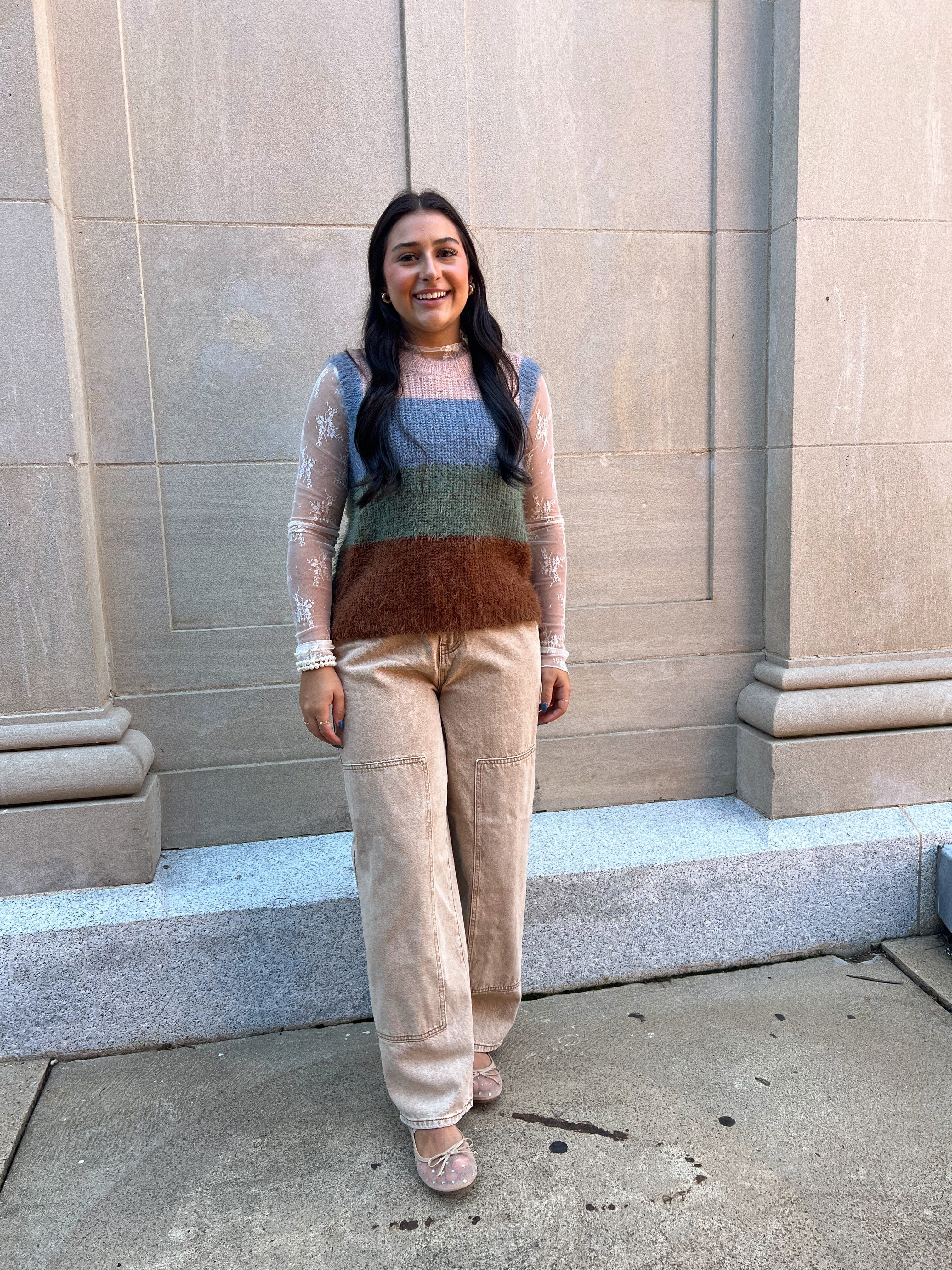 Tan Wash Tie Waist Barrel Jeans