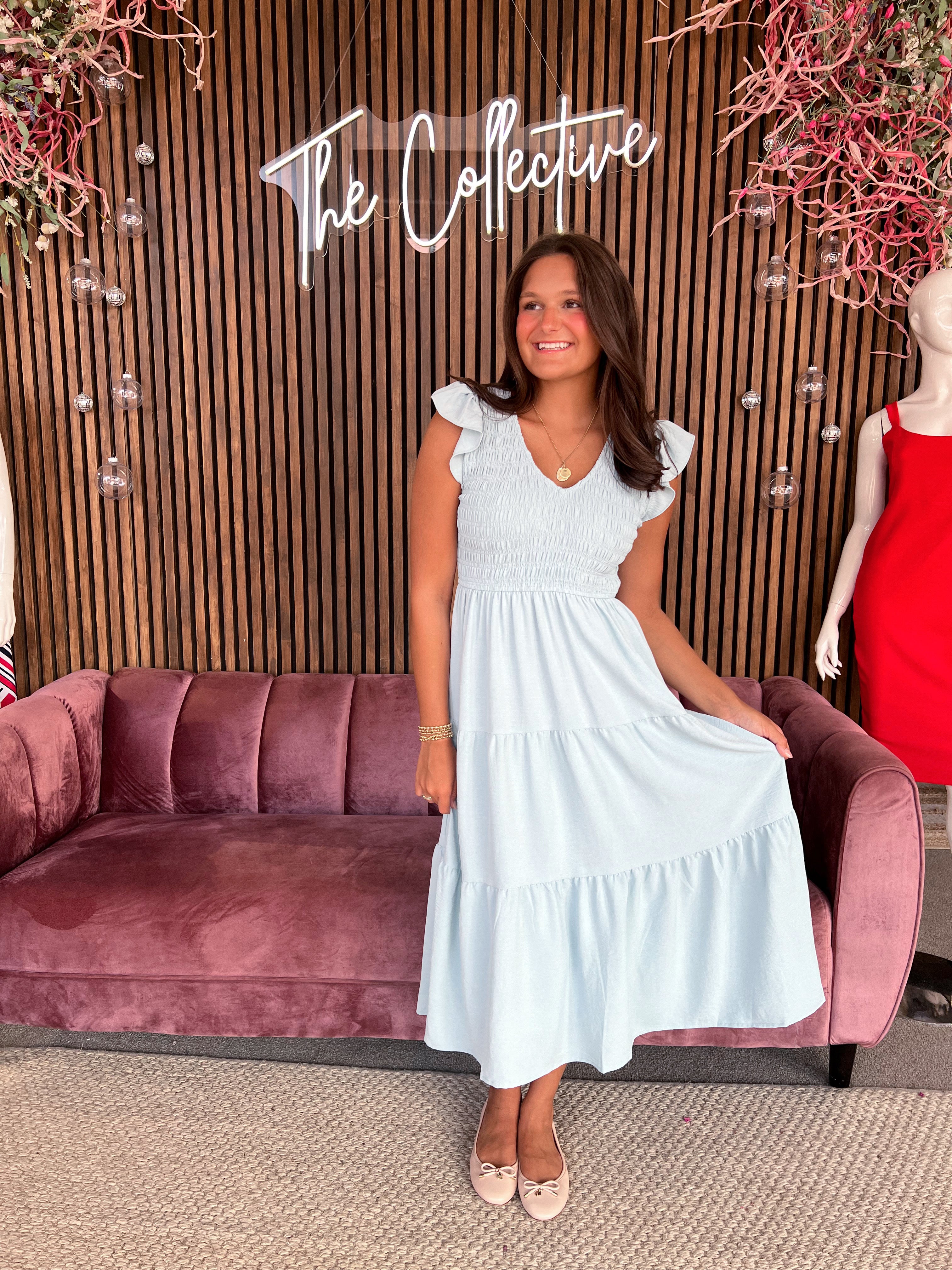 Smocked Maxi Dress- Light Blue