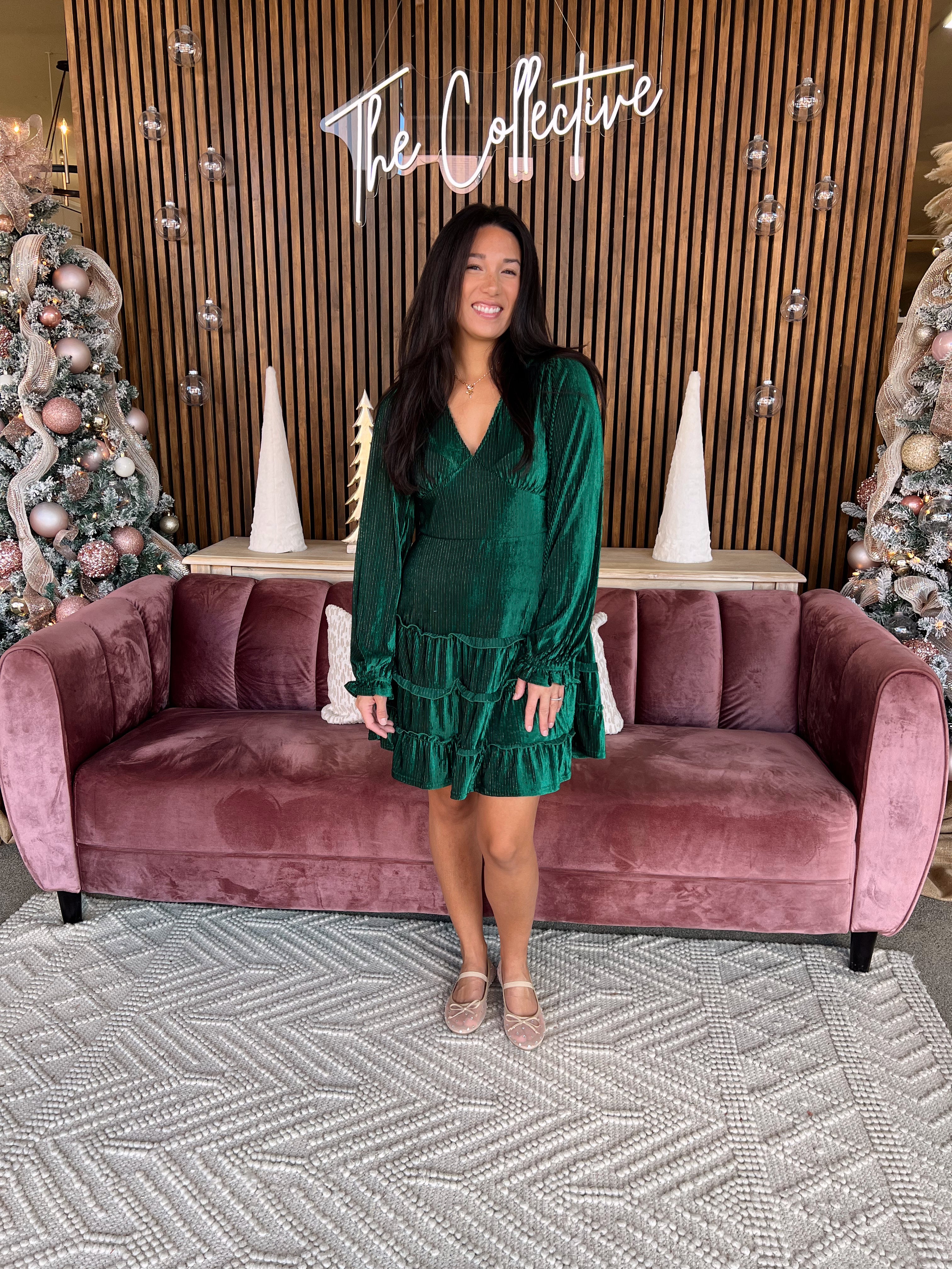 Green Velvet Dress