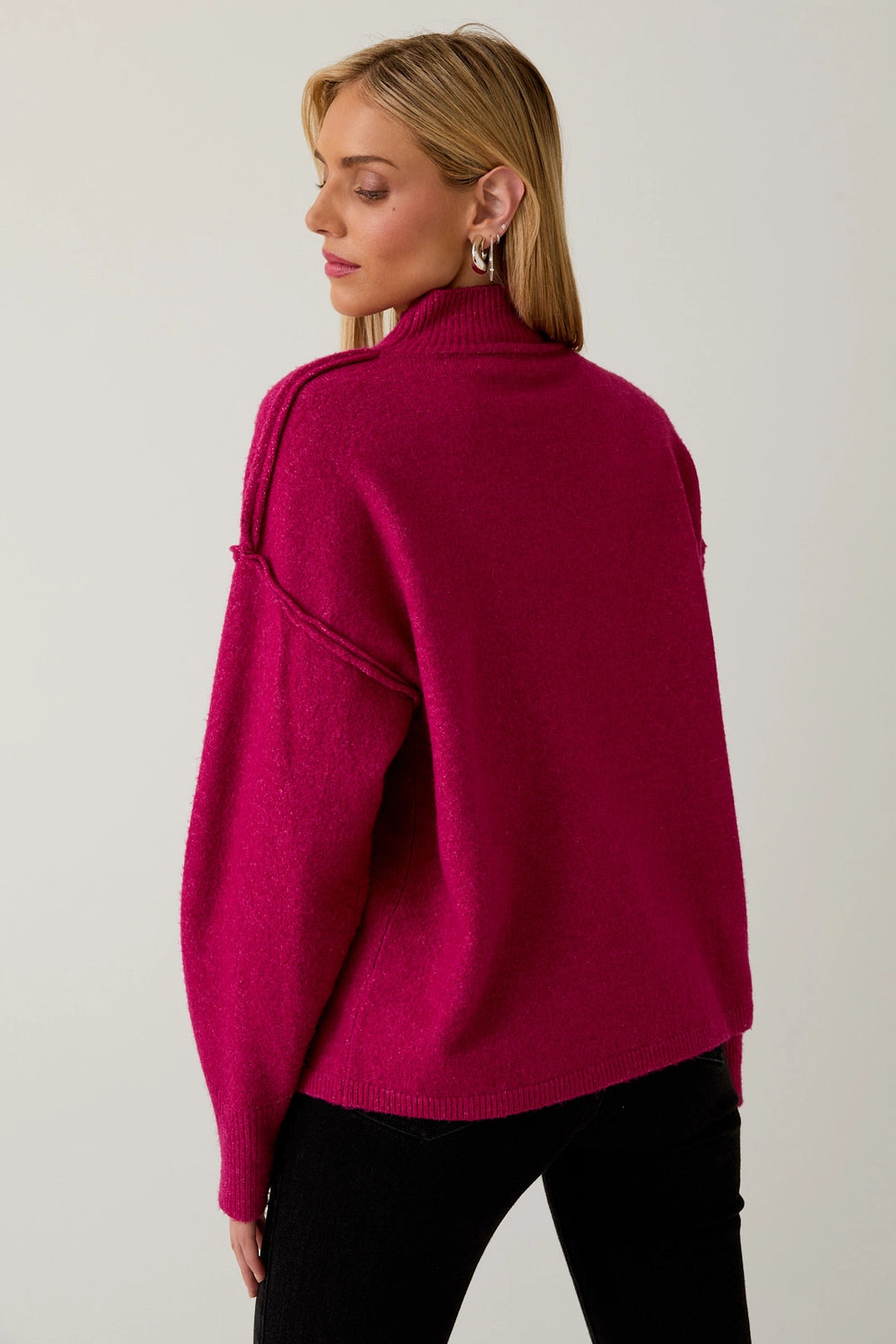 Fuchsia Mock Neck Sweater