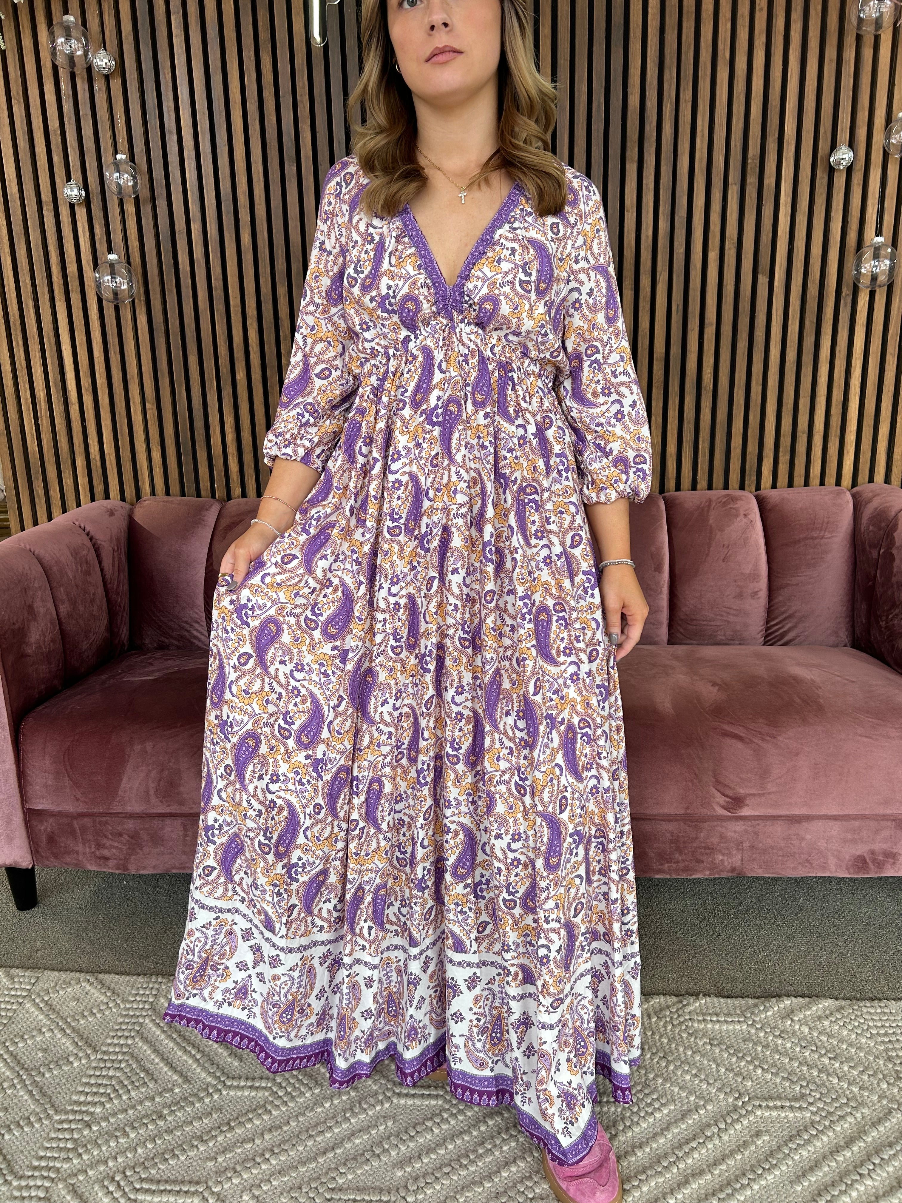 Purple Paisley Maxi Dress