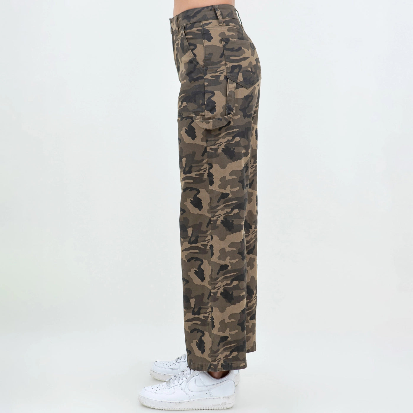 Olive Camo High Waist Straight Pants