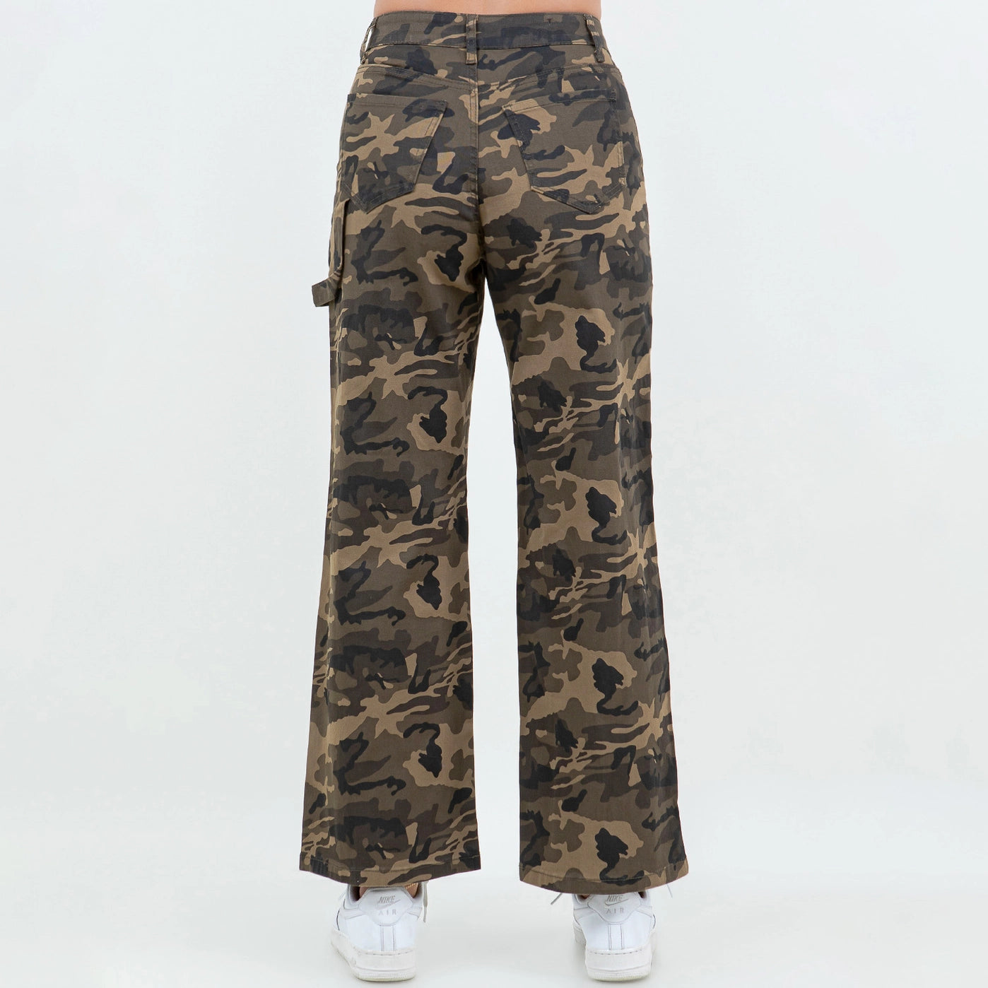 Olive Camo High Waist Straight Pants
