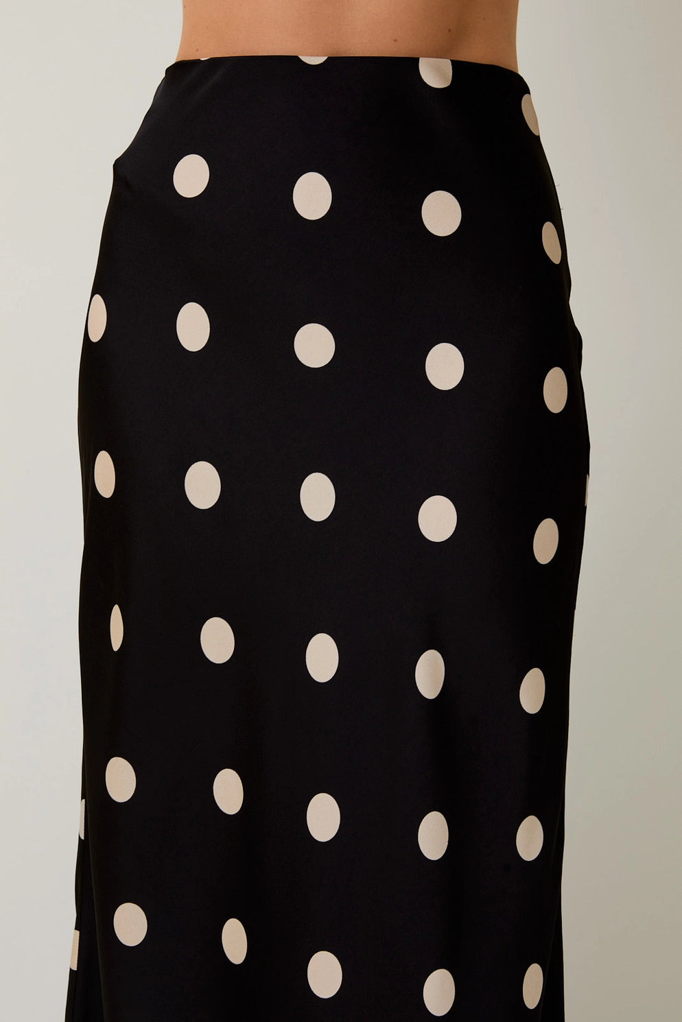 Satin Polka Dot Midi Skirt