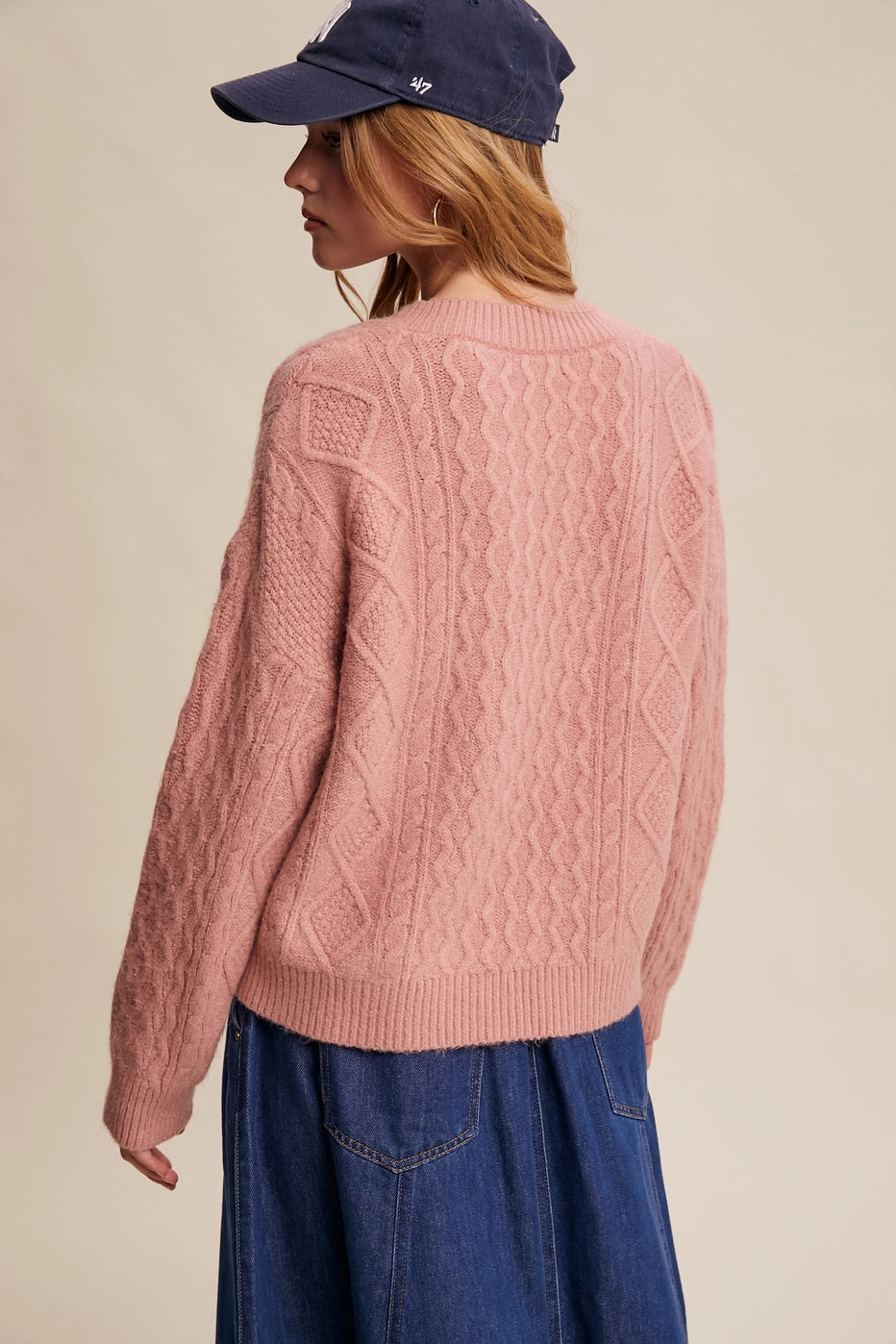 Blush Cable Knit Sweater