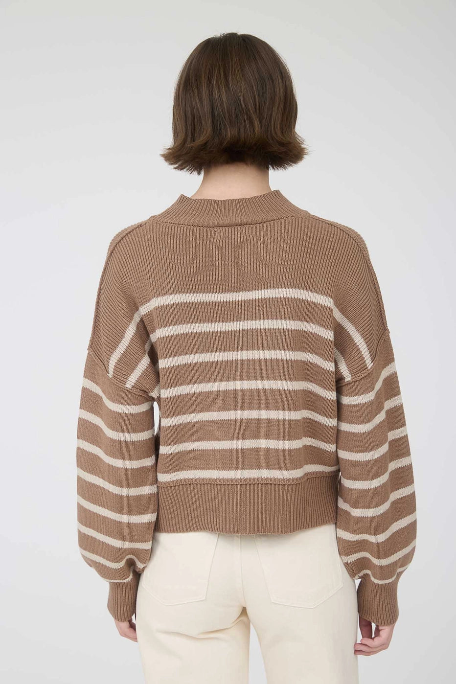 Striped Knit Sweater- Tan