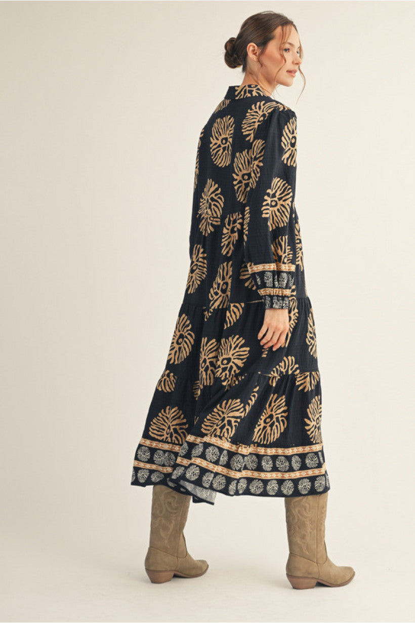 Black Print Maxi Dress