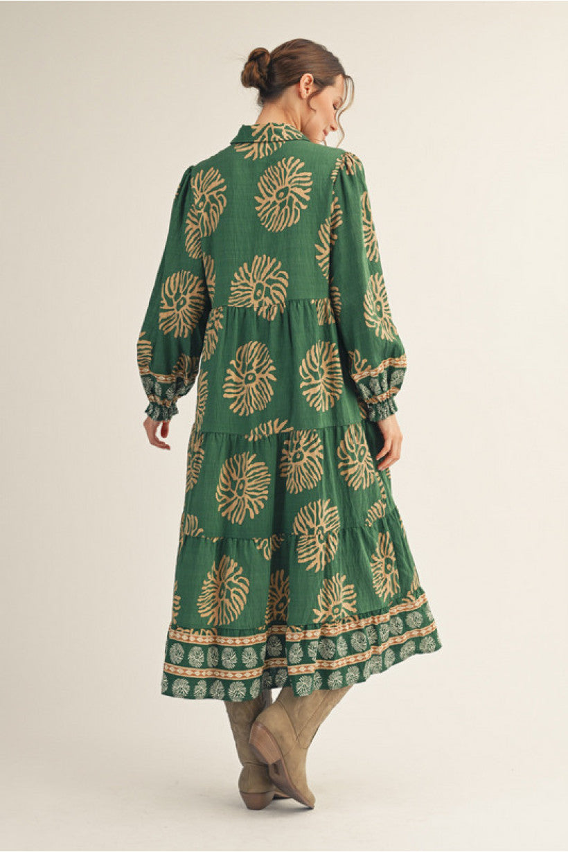 Green Print Maxi Dress