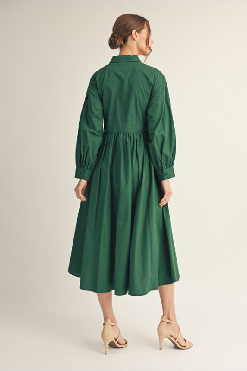 Tie Front Maxi Dress- Hunter Green