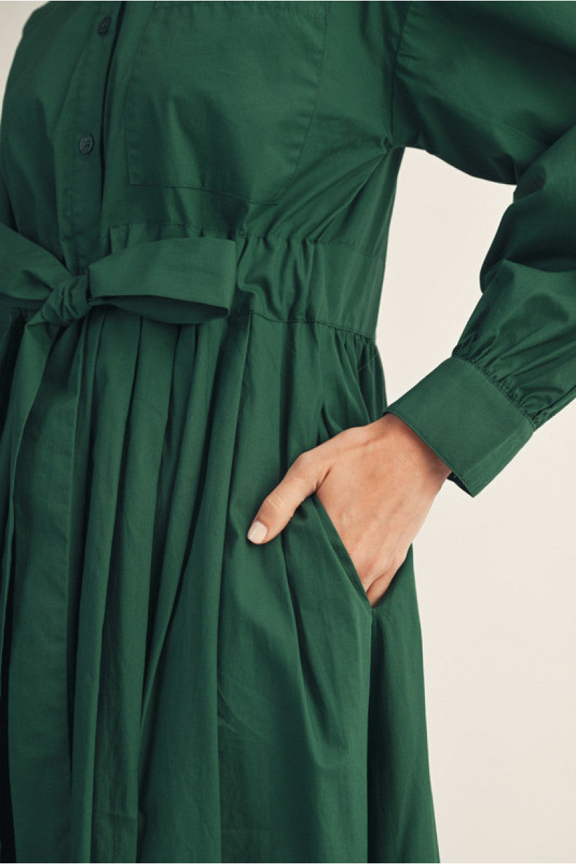 Tie Front Maxi Dress- Hunter Green