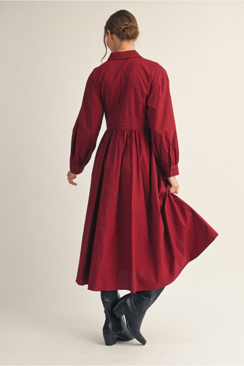 Tie Front Maxi Dress- Burgundy