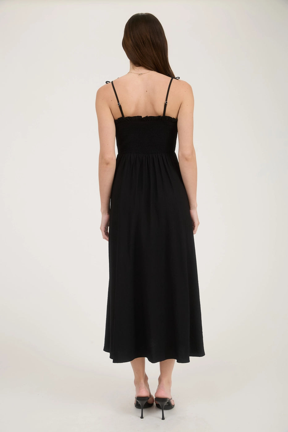 MOON RIVER: Sweetheart Bow Strap Maxi- Black