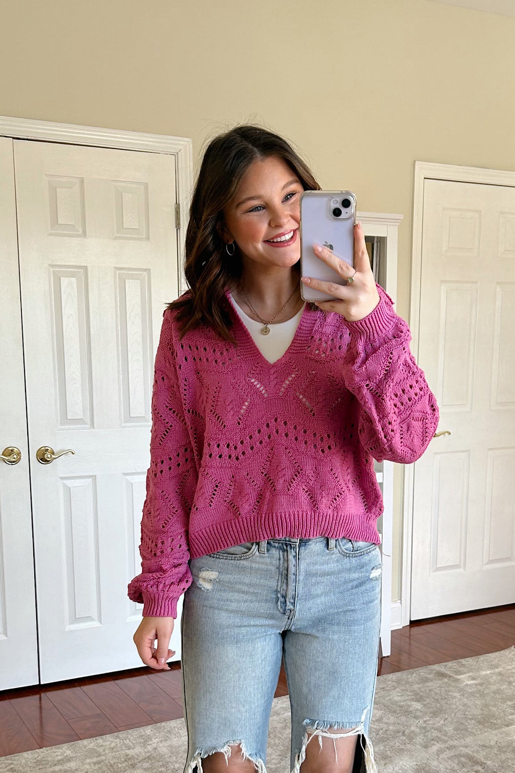 Rose Knit Collared Sweater