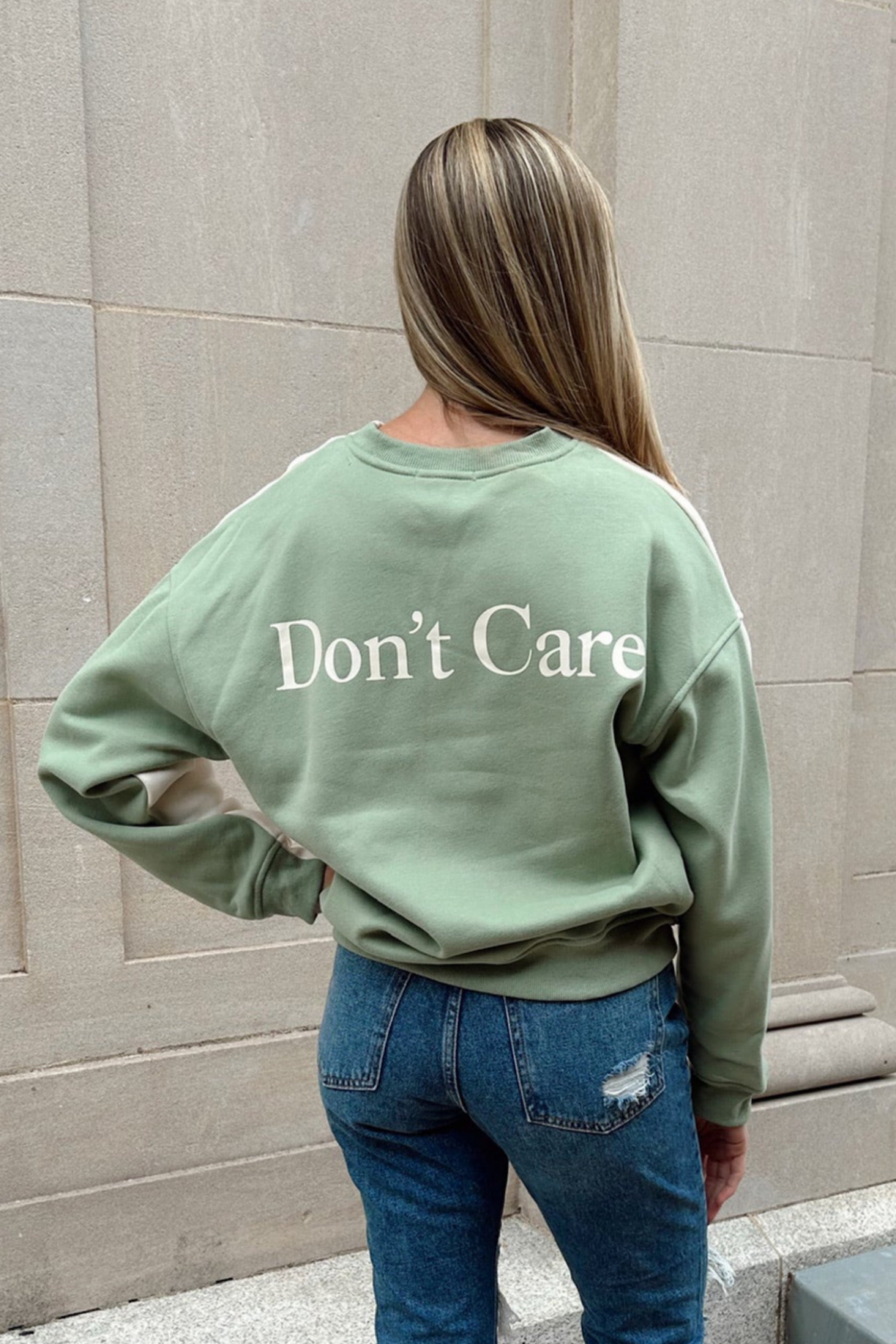 Don’t Know Don’t Care Sweatshirt- Sage