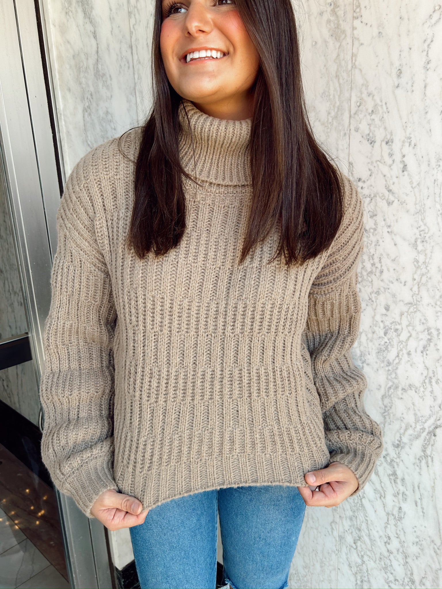Cozy Era Turtleneck Sweater- Taupe