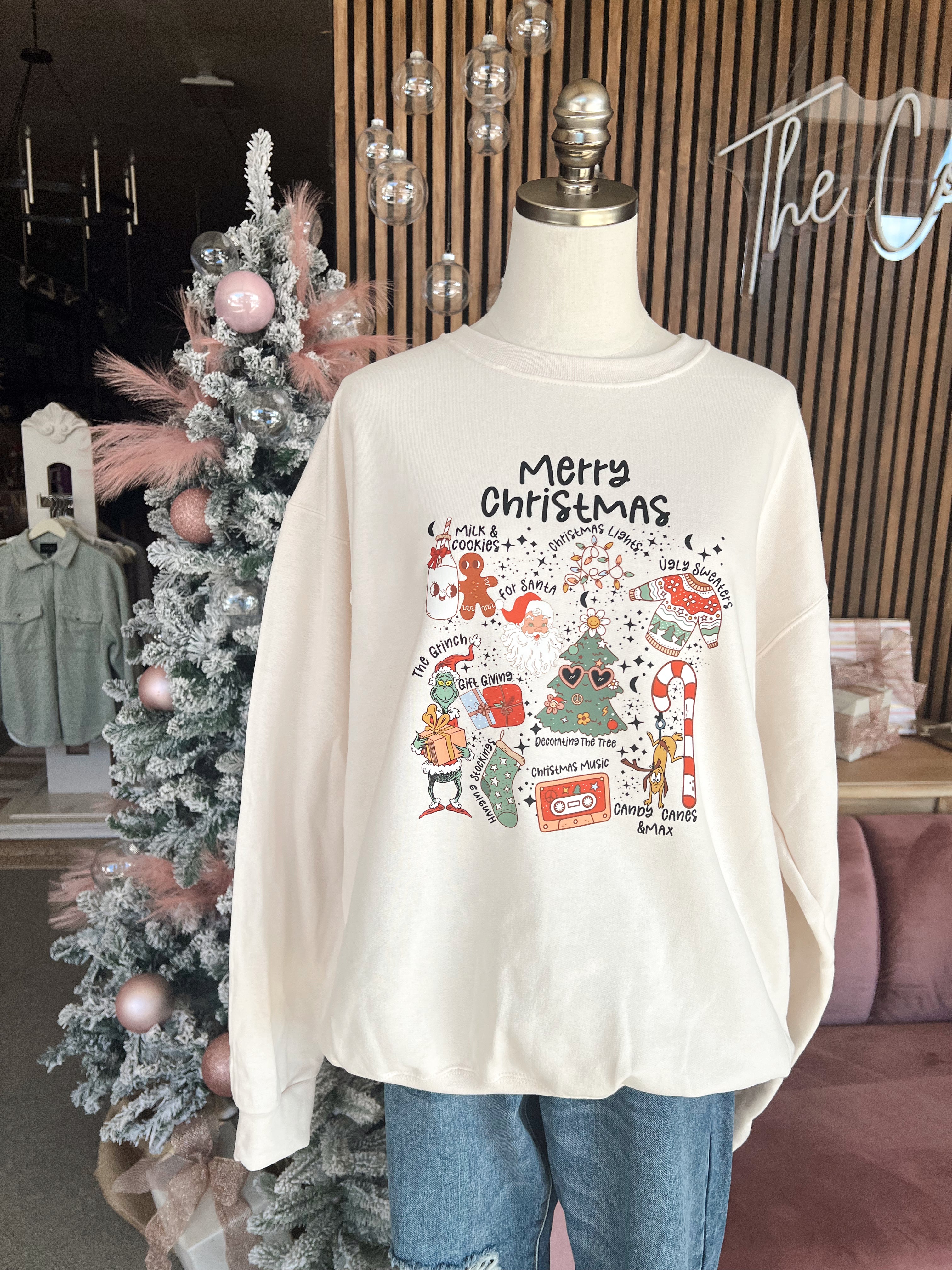 Customs: Merry Christmas Doodles Sweatshirt
