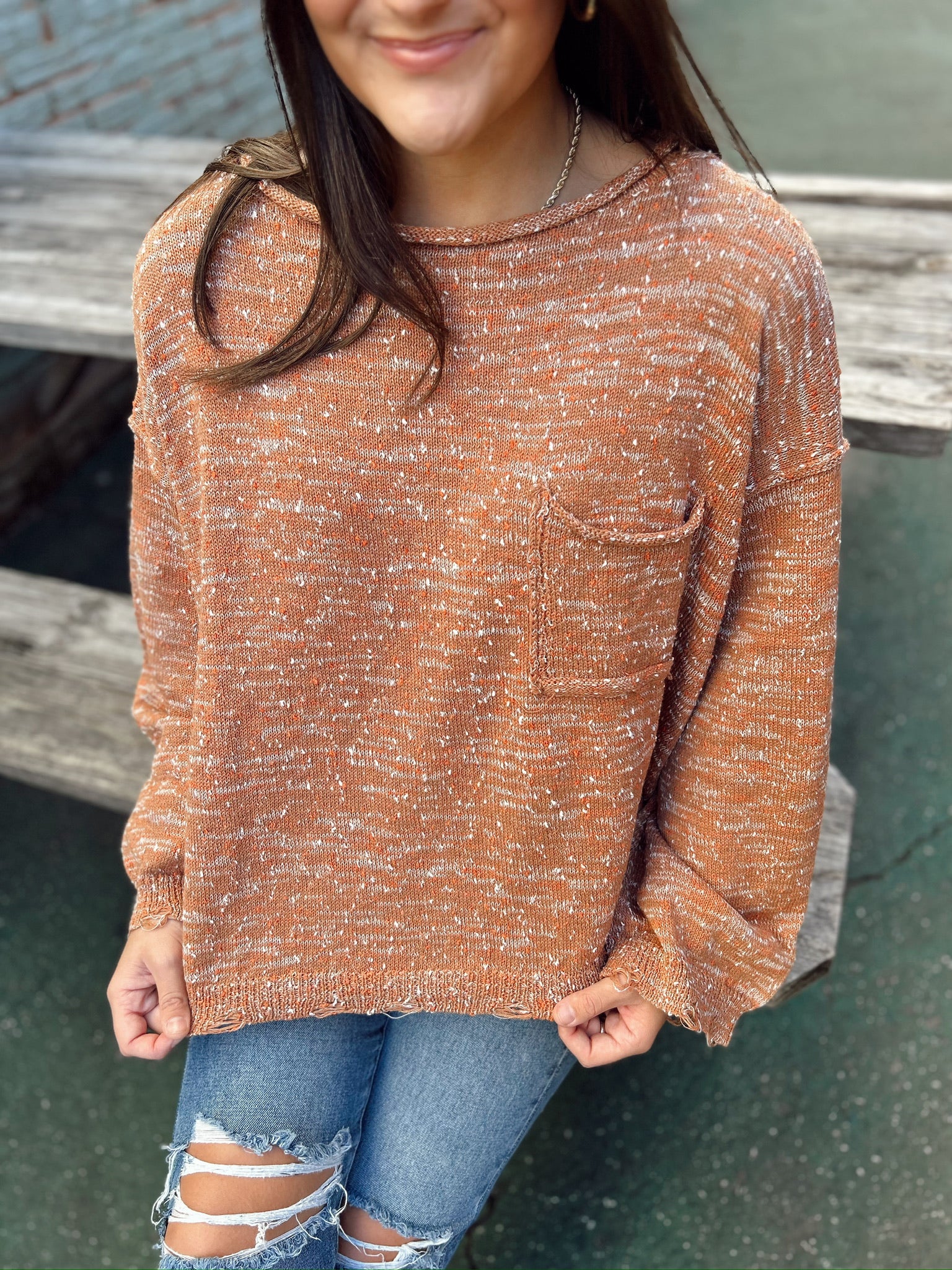 Pocket Sweater- Rust