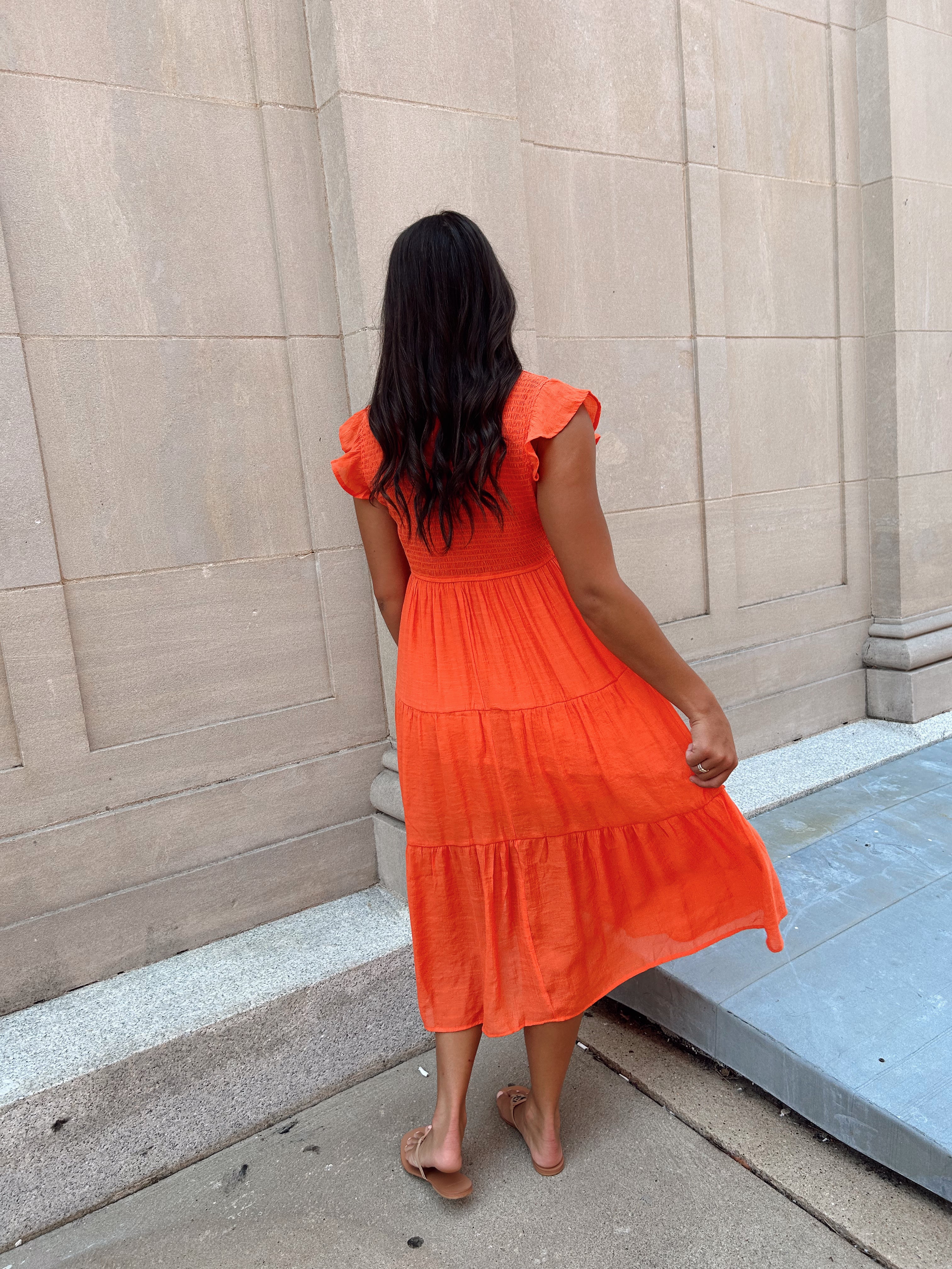 City Life Dress- Orange (S-3X)
