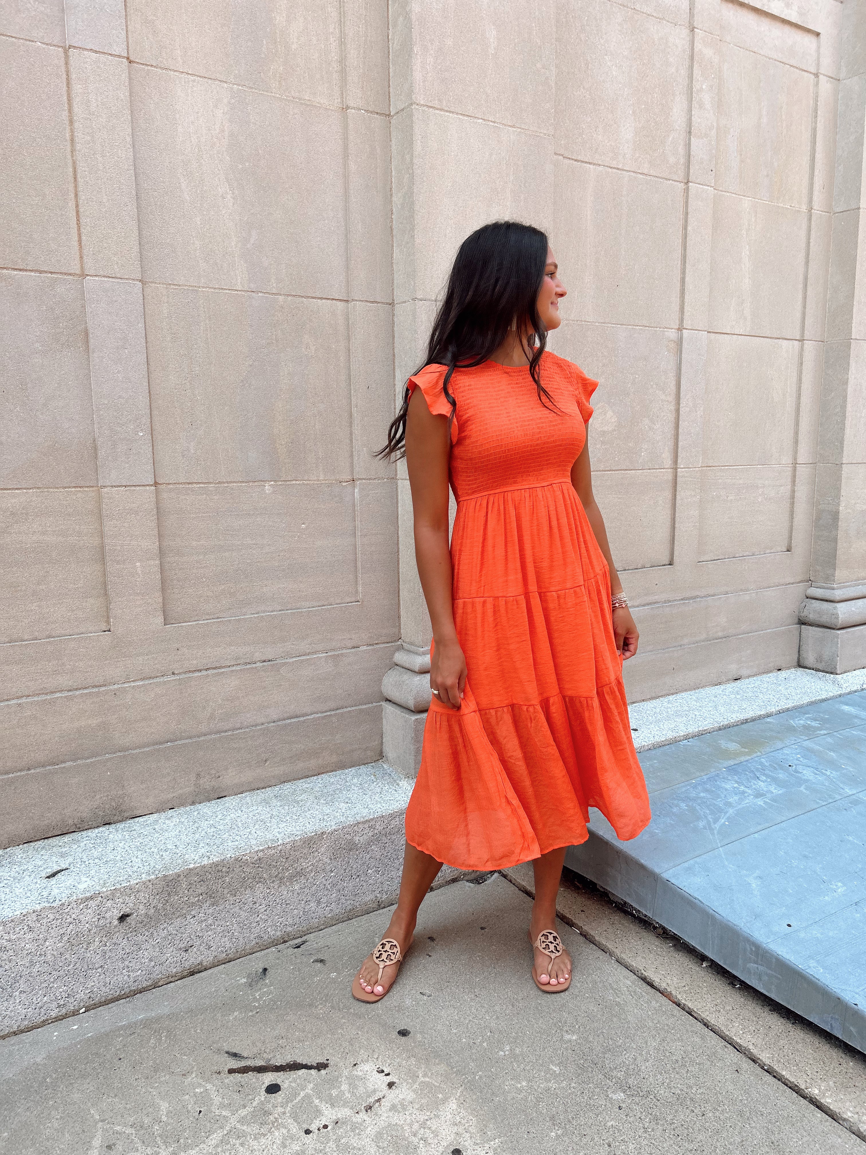 City Life Dress- Orange (S-3X)