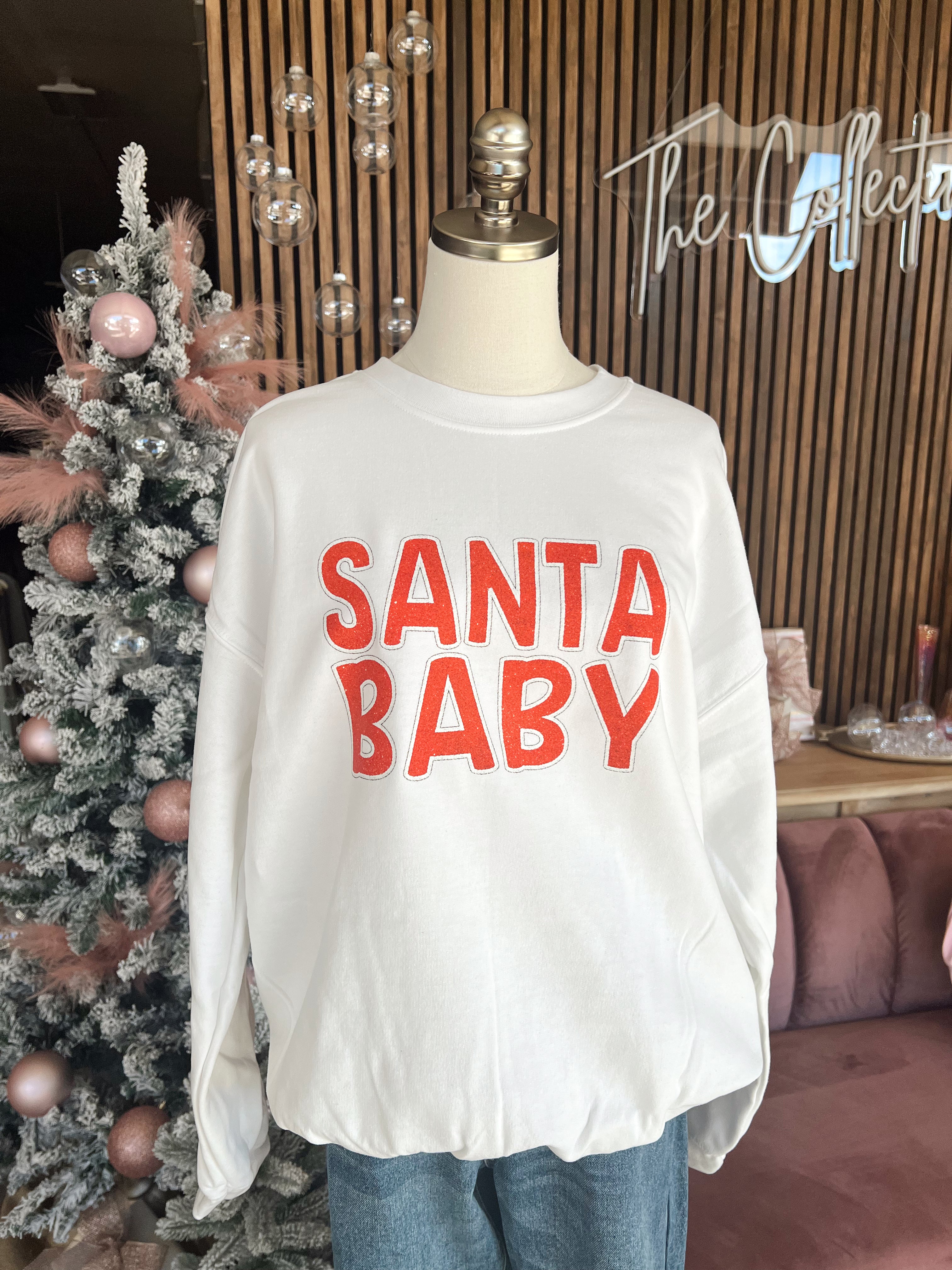 Customs: Glitter Santa Baby Sweatshirt