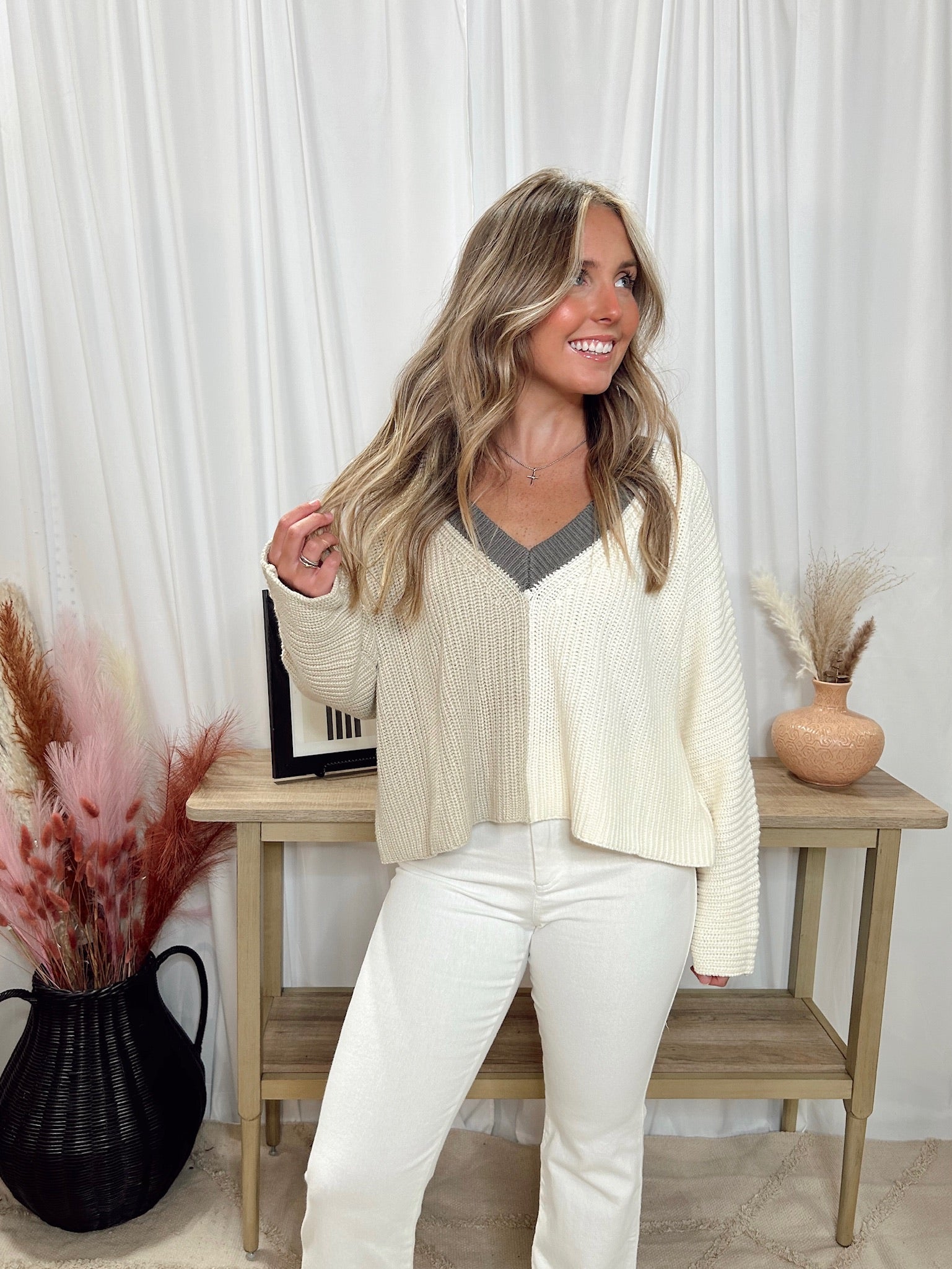 Two Tone Sweater- Taupe