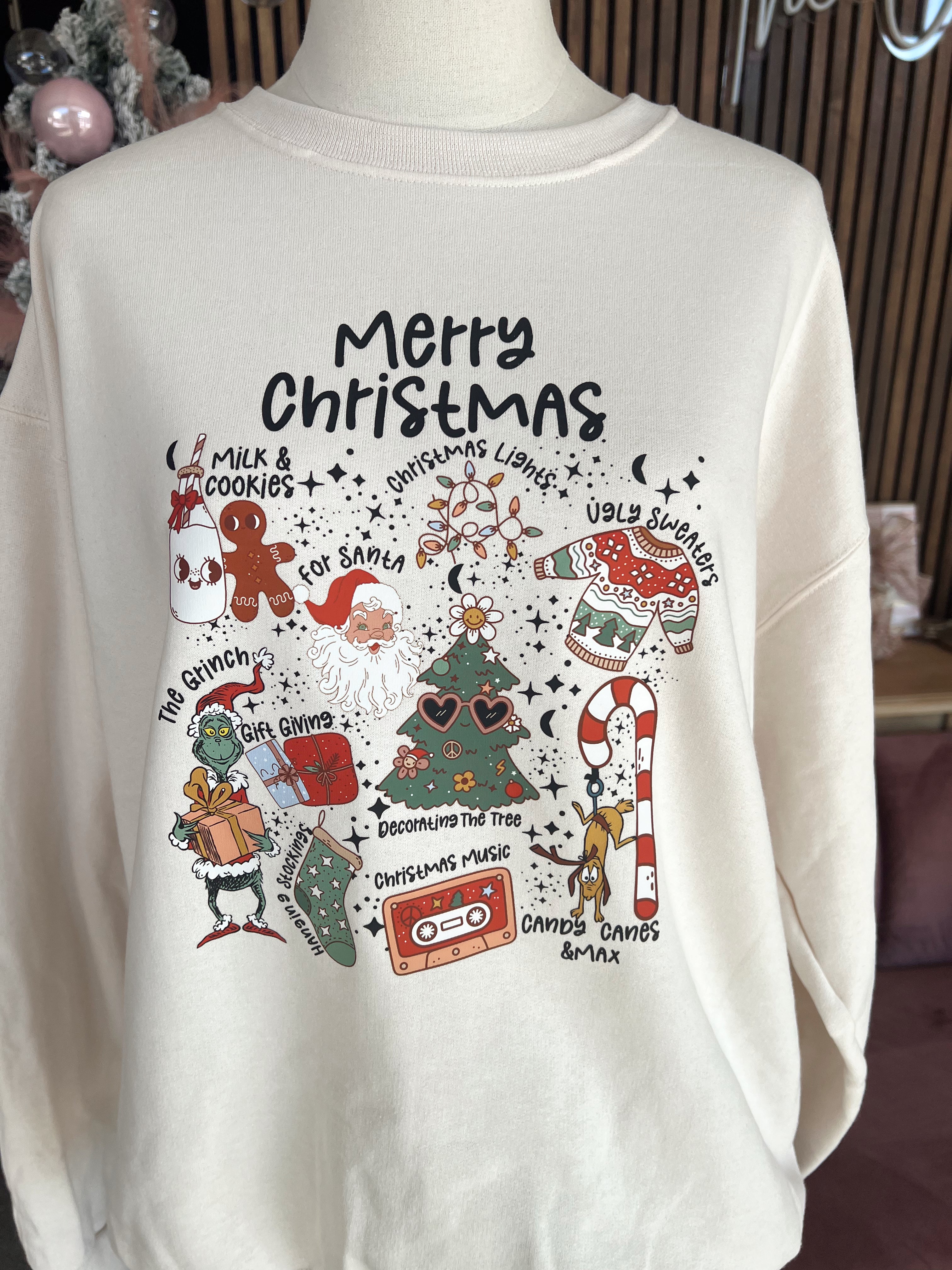 Customs: Merry Christmas Doodles Sweatshirt